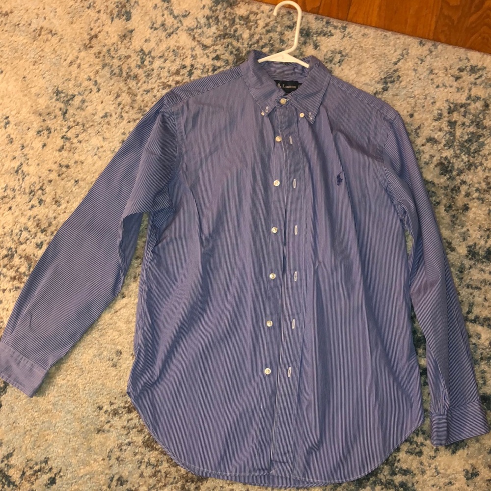 Blue and white striped Polo RL shirt size 15 32/33